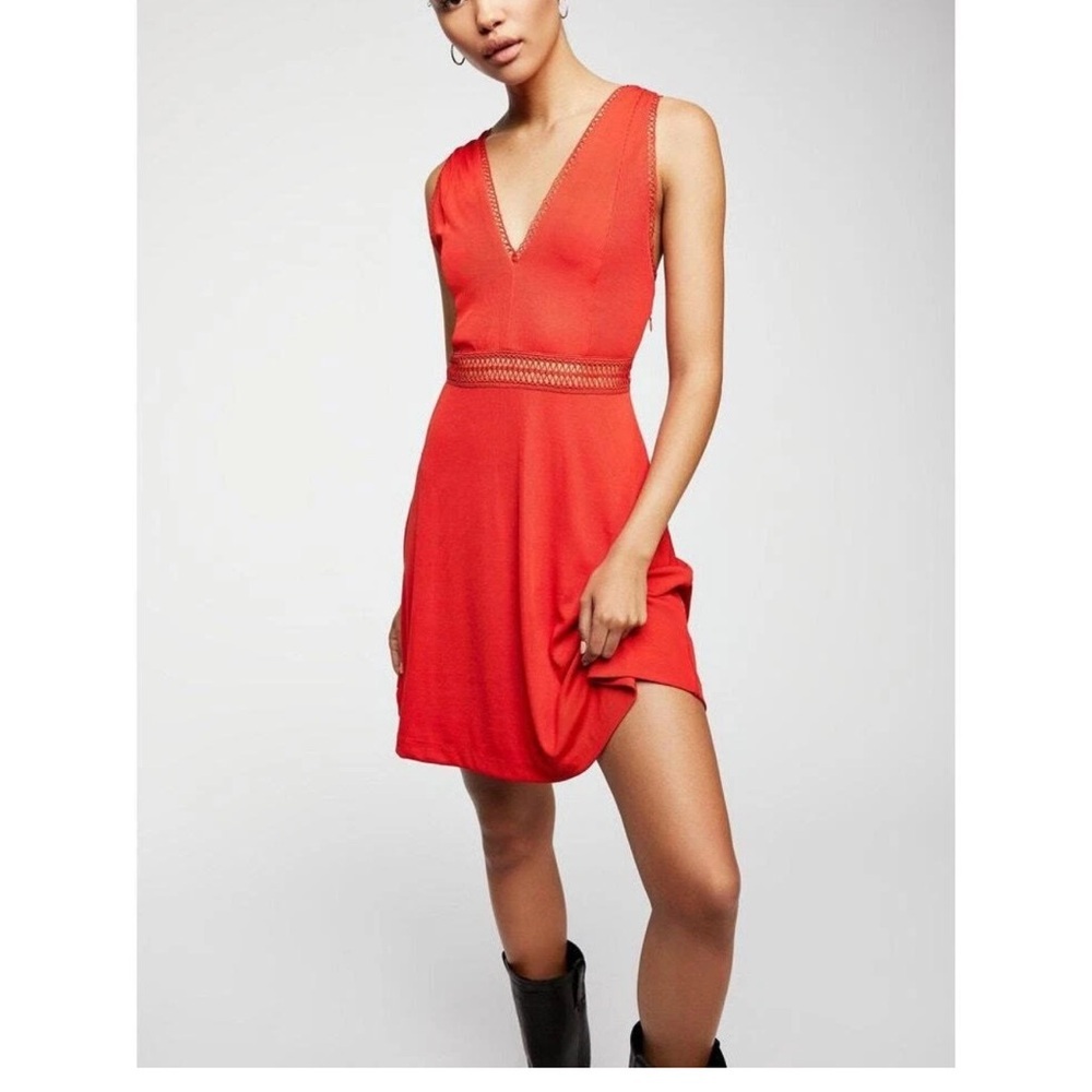Free People King of My Heart Elegant Brunt Orange Sleeveless Dress